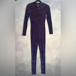 Spirithoods Indigo Feline Full Length Bodysuit Velvet Burnout Small Festival